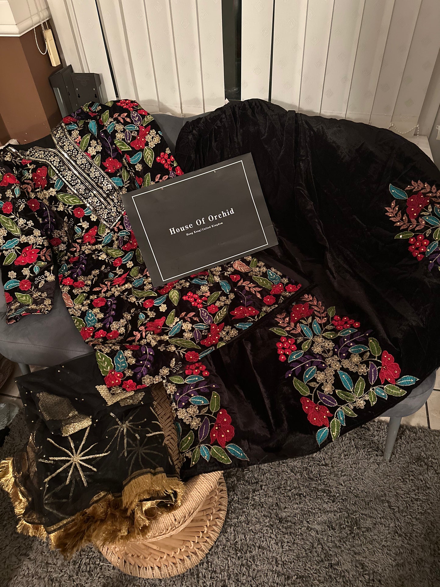 Velvet multicolored lahenga