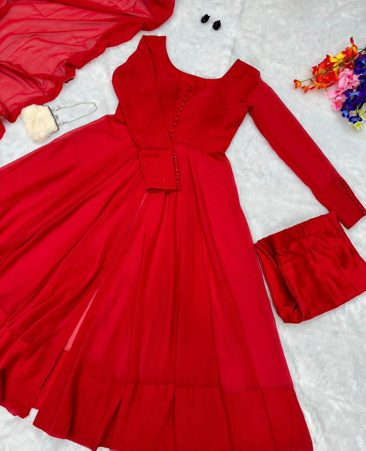 Anarkali with open slit cut