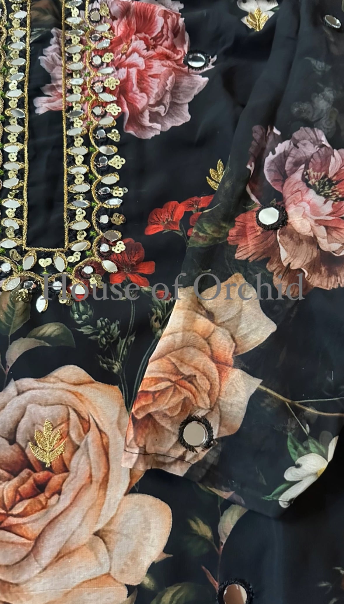 Black floral suit