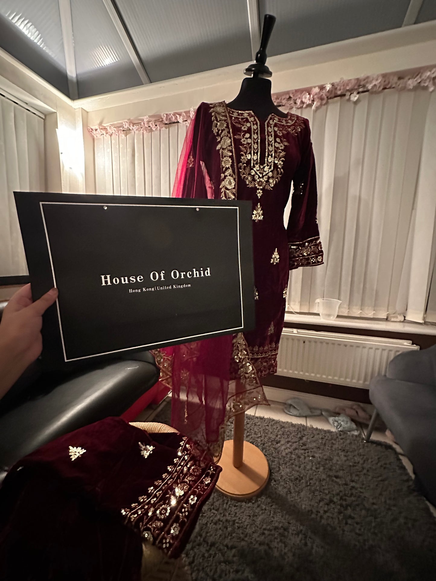 Velvet trouser kameez suit