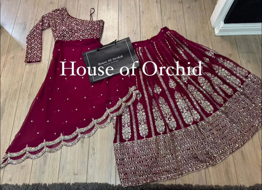 (Sample Sale) One shoulder style lahenga 2pcs (ready to dispatch)
