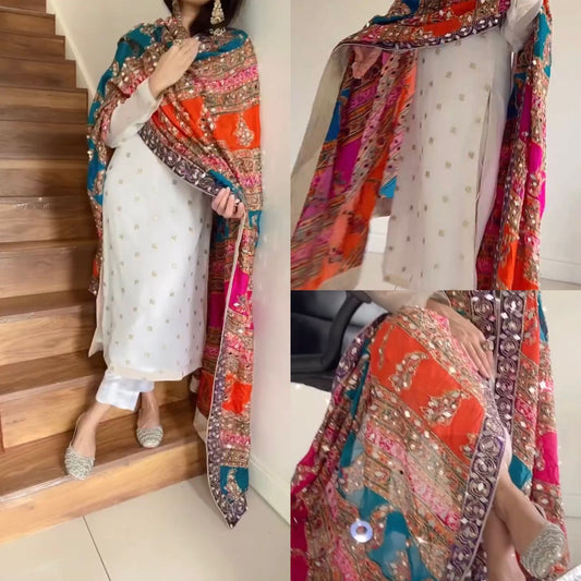 Multicolor duppata full suit