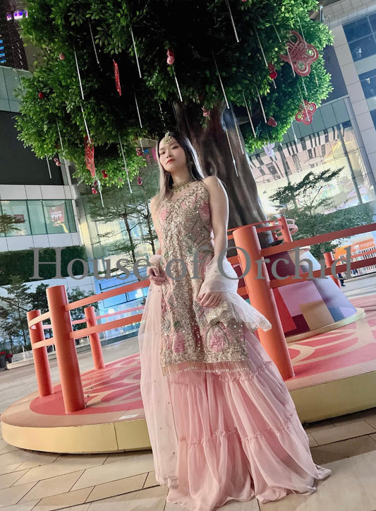 *Sequin pink suit * Georgette sharara
