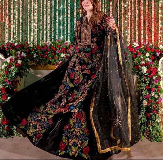 Velvet multicolored lahenga